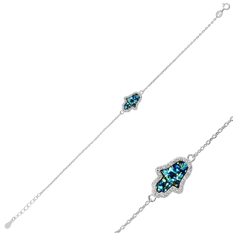 

Silver 925 Sterling Zircon Cubic Zirconia Fatma Master Hand Bracelet