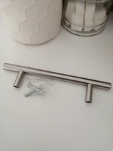 Barra en T de acero inoxidable para puerta alacena, 50mm-450mm, tirador del mango muebles perillas de gabinete, manija del cajón del armario