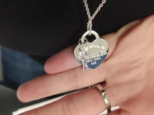 Collar de plata de ley S925 para mujer, colgante de llave plateada en forma de corazón, joyería popular clásica, regalo de vacaciones para pareja, 1:1