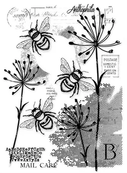 

Background Honeybee flower stamp Clear Stamp for Scrapbooking Transparent Silicone Rubber DIY Photo Album Decor A531