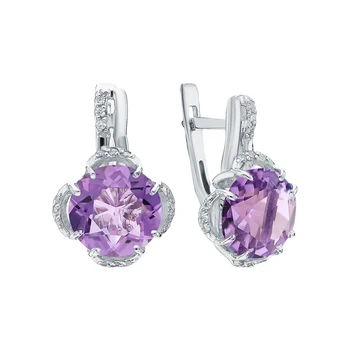 

Silver earrings with amethyst and cubic zirconia sunlight sample 925 test