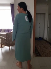 Satin Dress Mid-Long Femme Robe Long-Sleeve WOTWOY Elegant Women Vestidos Cotton Solid