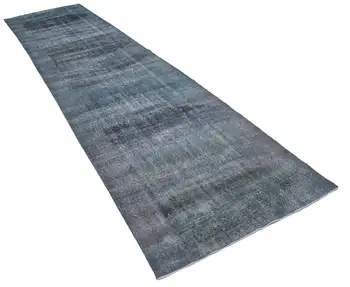 

122x487 Cm Blue Handmade English Over Dyed Runner Rug-4x16 Ft