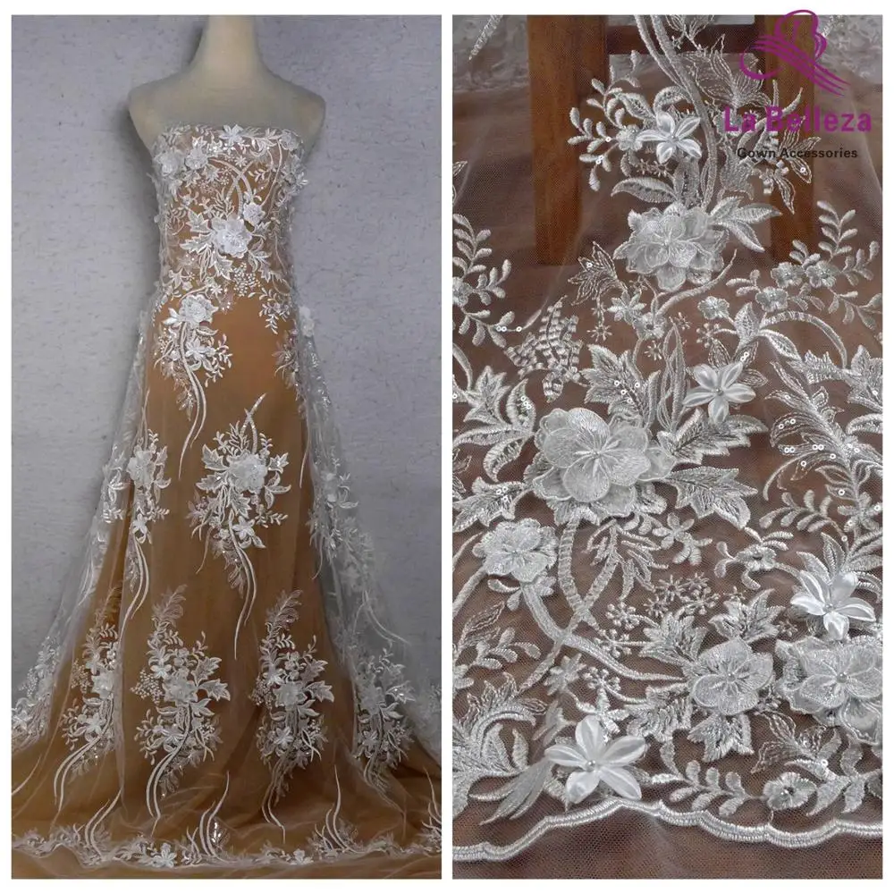 La Belleza 2020 новый дизайн кружева полиэстер с блестками вышивка 3D Цветы кружевная