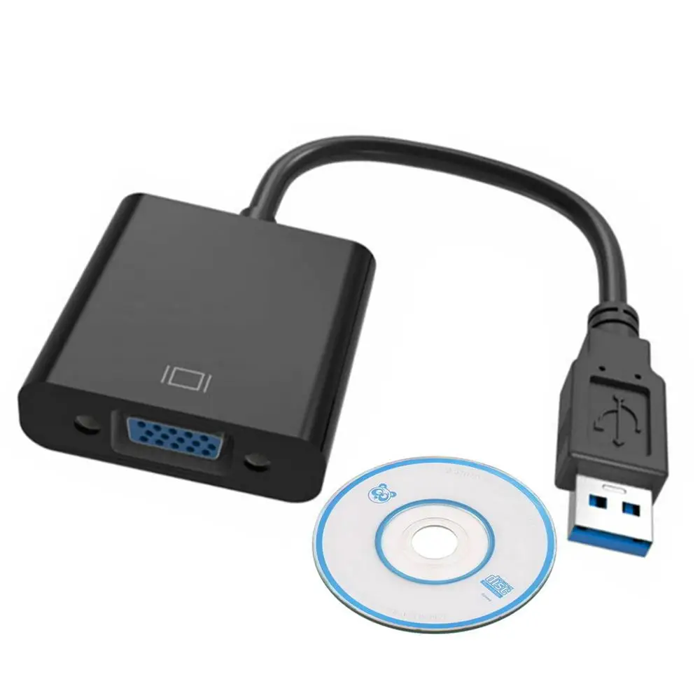 Адаптер переходник USB 3.0 в VGA кабель - Цвет: Черный