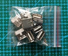 10 unids/lote USB 2,0 4Pin un tipo conector de enchufe hembra G54 2 pies de 90 grados para cargador de transmisión de datos