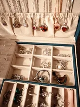 Caja de almacenamiento de joyas de cuero PU, embalaje multifunción portátil de estilo europeo con cajón, regalo de invierno