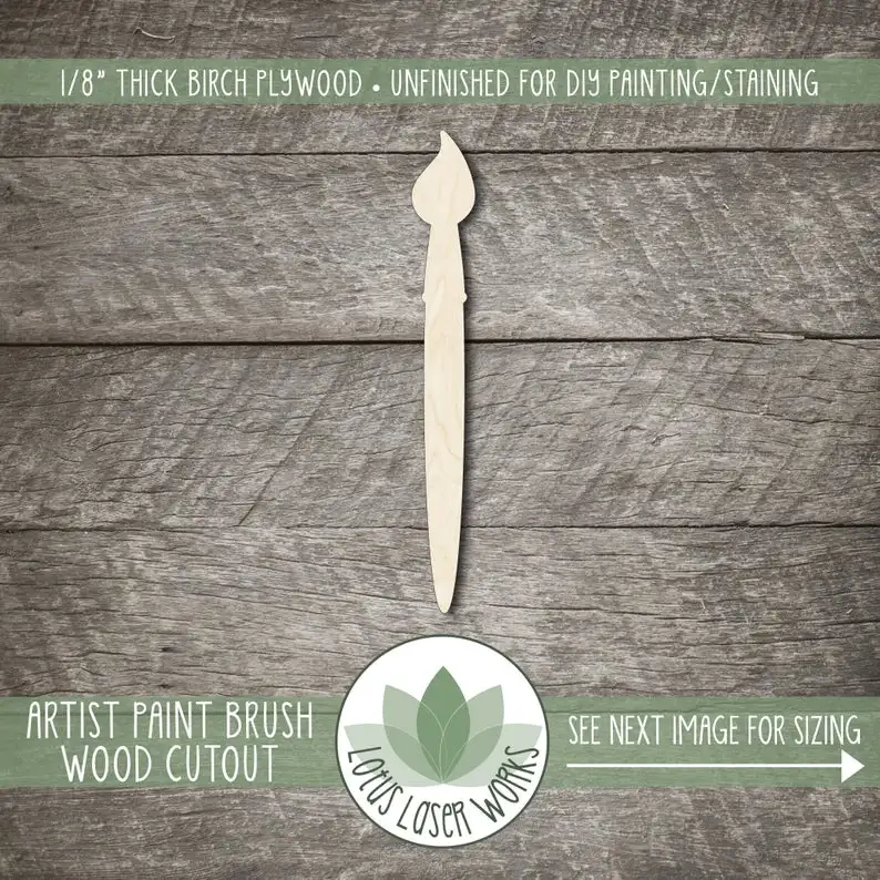 

Artist Paint Brush Wood Cutout, Blank Wood Craft Shapes, Paint Brush Wood Shape, Artist Studio Decor