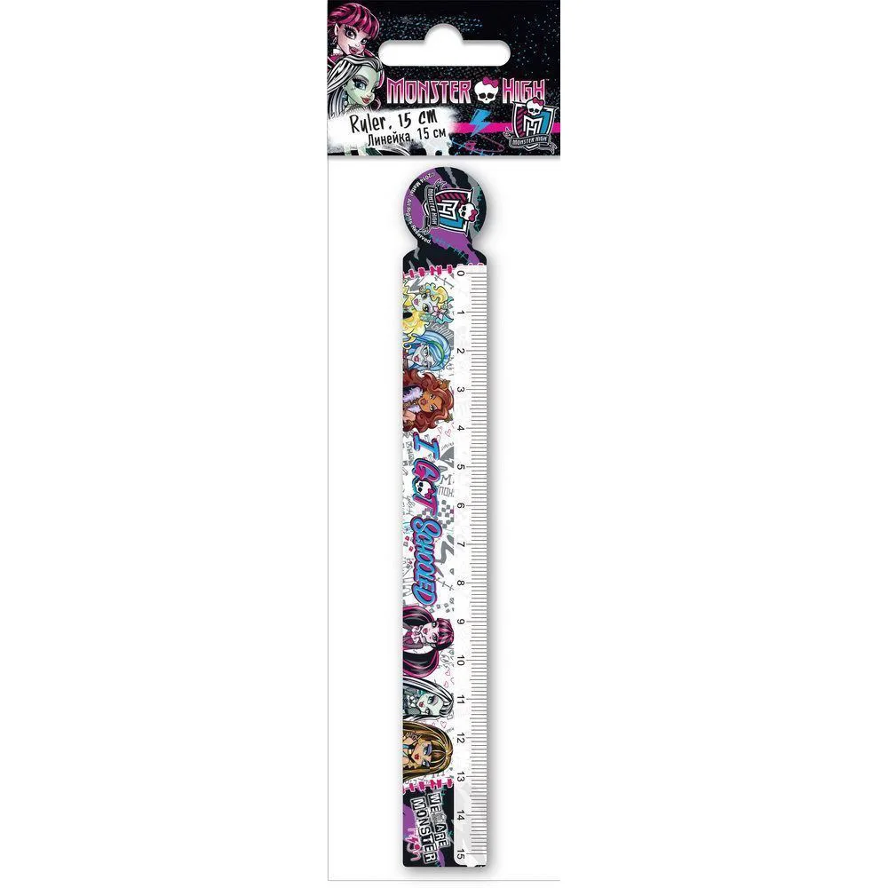 Белый Линейка пластиковая Monster High 15 см - Цвет: Белый