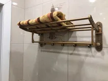 Towel-Rack Hooks Bathroom-Accessories Foldable Antique Aluminum Brass with Active