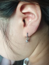 Pendientes de aro de Plata de Ley 925 auténtica para mujer, aretes minimalistas Huggie Charm, aretes de plata, A30