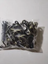 KAK-cerrojo de candado de hierro y bronce antiguo, 12 uds., 34x28mm, cerradura de gancho para Mini joyería, caja de madera con tornillos, Hardware para muebles