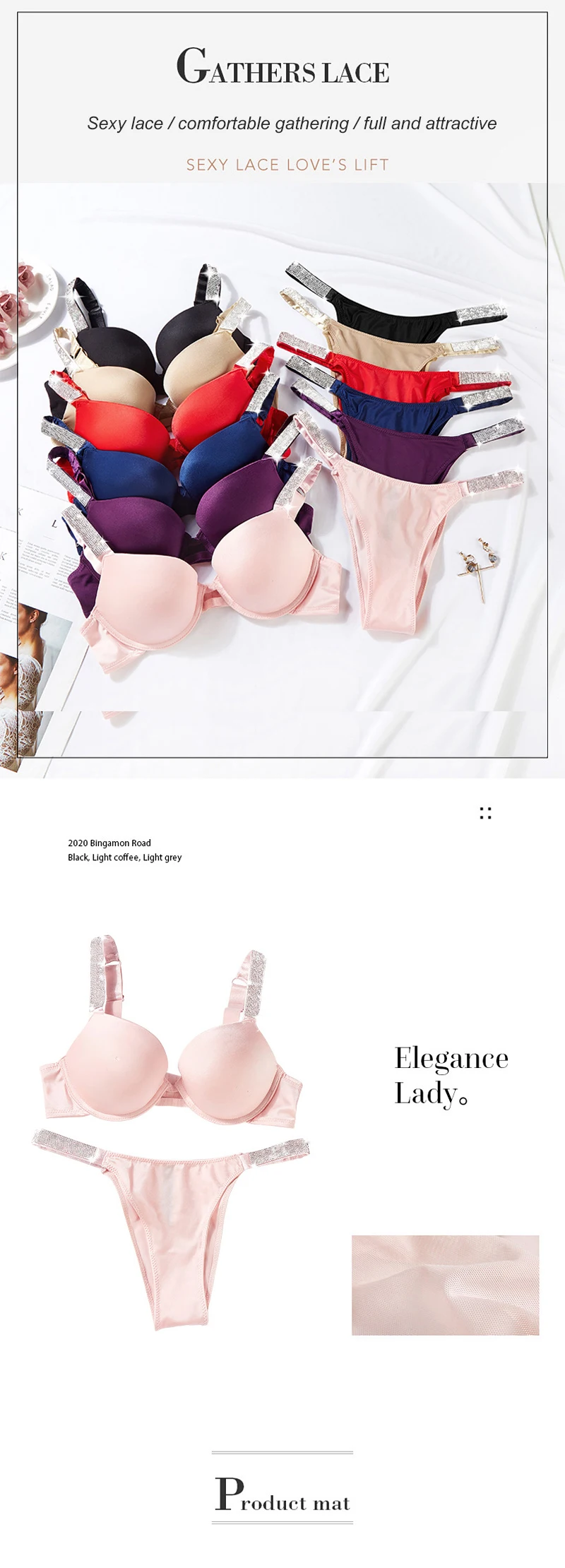 New VICTORIA’S SECRET Fashion Women Plus Size Bra Panty 2 Piece Push Up Sexy Underwear Briefs Set Letter Rhinestone Lingerie Set