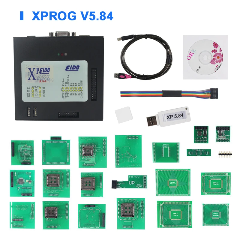 XPROG V5.84 с usb-ключом ЭКЮ программист XPROG M V5.55 полный адаптер X-PROG м V5.75 коробка ЭКЮ программист - Цвет: Xprog V5.84