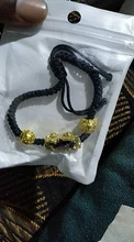 Feng Shui-pulsera de cuentas de piedra obsidiana Unisex, brazalete de oro negro, Pixiu, riqueza, buena suerte