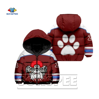

3D Printing Original Fashion Animal Cartoon Dog French Bulldog Boy girl Harajuku Hip Hop Jacket Loose advanced child Down jacket