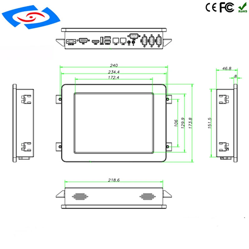 US $367.65 4Gb Ram 64Gb Rom 84 Inch Industrial Panel PC IP65 Waterproof Fanless Integrated Resistive Touch Screen Open Frame Tablet Pc