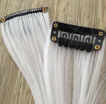 Lupu-extensiones de cabello sintético para niña, horquilla larga y lisa con un Chip en color arcoíris resaltado, para cabello falso