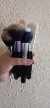 Conjunto de negras brochas maquillaje BEILI, brochas profesionales de pelo Natural de cabra, brochas para base de maquillaje en polvo, brochas para mezclar ojos y maquillaje