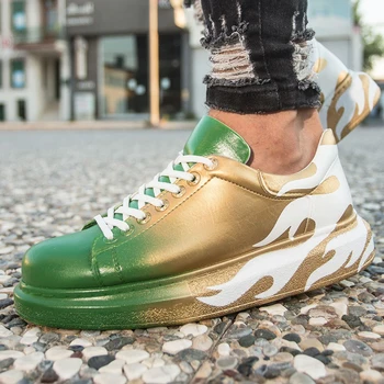 

Green, Gold high quality 100% vegan leather men casual shoes. Shoe, sneaker shoe, van shoe, air shoe, basket shoe, flip shoe, trainer shoe, chaussure, laofer shoe, gel shoe, young man shoes, chaussures de jeunes hommes