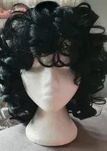 Natural Wigs Short-Hair Bangs Afro Curly Fluffy Cosplay Dark-Brown Black Synthetic Women