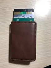 Bycobecy de tarjeta de crédito titular de la cartera de las mujeres de los hombres de Metal RFID Vintage bolso de cuero de poliuretano Crazy Horse Banco titular de caso