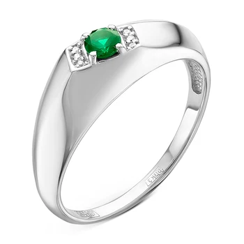 

925 sterling silver ring with stones: Diamond, GT Emerald
