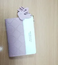 Corta de las mujeres monedero Patchwork monedero cremallera pequeño comprobado en relieve monederos con borlas lindo soporte para tarjetas Simple Mini Rosa bolsa de dinero