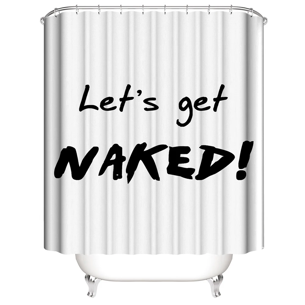 Funny Quotes just get naked black fabric Shower Curtain Bathroom Waterproof 71" 