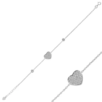 

Silver 925 Sterling Zircon Heart Bracelet