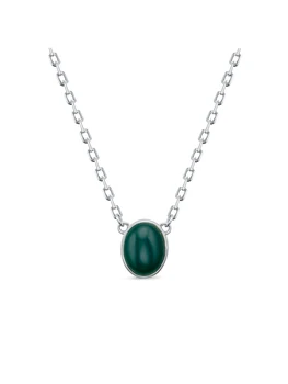 

925 sterling silver necklace with stones: Agate Green, womens neck pendants, fashion jewelry, female.