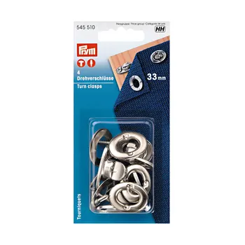 

545510 turning locks (brass), silver, 33mm, pack/4 PCs, Prym