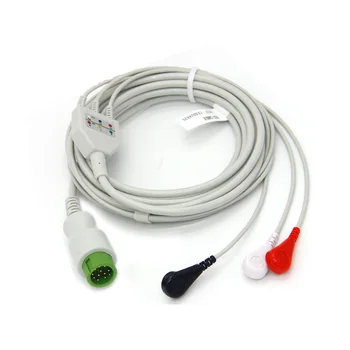 

Compatibe 3lead AHA Snap ecg cable for Mindray T5/T8 patient monitor 12pin