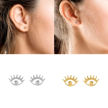 

Luxury Bling Star Eyes S925 Sterling Silver Stud Earring For Women Golden Silver Earrings Girl Ear Bone Zircon EarRings