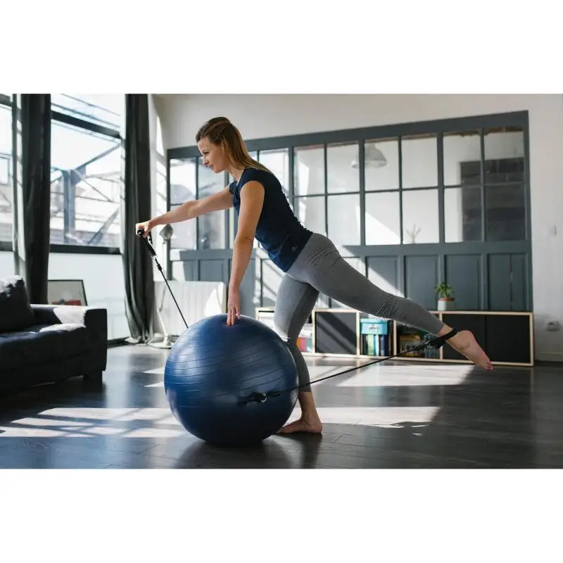 ФИТБОЛ С ЛЕНТАМИ–ЭСПАНДЕРАМИ И РУКОЯТКАМИ DOMYOS Decathlon