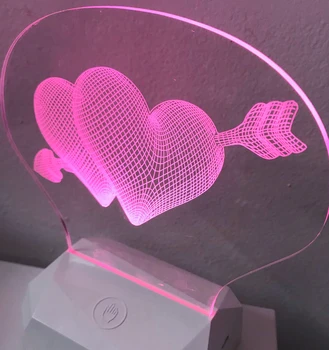 

LEDLUX 3 DD907 3D acrylic shape fan shape double hearts with arrow (3 DD907)