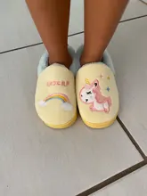 Zapatillas de unicornio para niños pequeños, zapatos de Interior para bebé, chanclas de algodón, pantuflas cálidas para casa de invierno