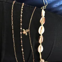 Docona-tobilleras con abalorios de concha de cristal para mujer y niña, tobillera gótica, cadena de oro, joyería para pies, 4 unidades, 7117