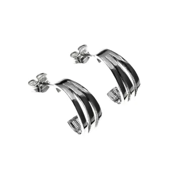 

925 Sterling silver earrings m bands smooth openwork pressure [AC0373]