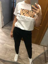 T-Shirt Female Tops Tees Short-Sleeve Cool Harajuku Leopard-Print Hirsionsan O-Neck Spring Summer