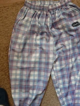 Recta pantalón de pierna ancha Pantalones Jogger ropa Pantalones tamaño Harajuku sencillo Vintage Plaid Pantalones de las mujeres de moda de la calle