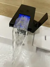Faucet Sink-Tap Led-Waterfall Bathroom-Basin Hot-Water-Mixer Single-Handle Color Cold