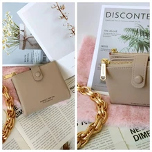 WEICHEN-cartera de diseñador de dos bolsillos con cremallera para mujer, monedero pequeño de piel sintética, titular de la tarjeta femenina
