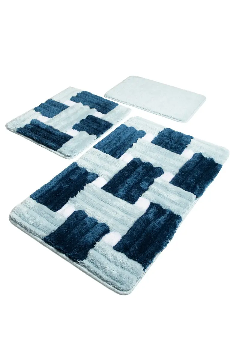 Коврик для ванной | коврик для ванной нескользящие Противоскользящие коврики синий 3 La Piazza набор 60X100 Cm-50X60 Cm-40X60 см