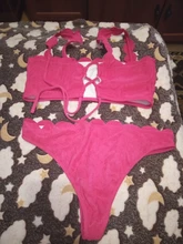 INGAGA-Bikinis de realce para mujer, traje de baño con borde festoneado, bañador de banda Negro, Bikini liso para mujer, ropa de playa 2021