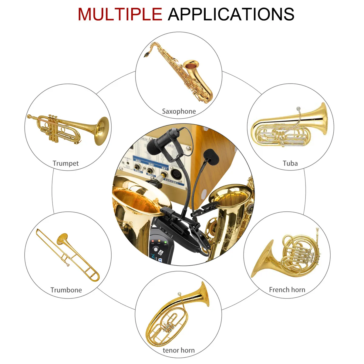 KIMAFUN Saxofone Microfone Sistema Saxofone Sem Fio Clip em Instrumentos  Musicais Gooseneck Mic para Trompete Saxofone-Aliexpress