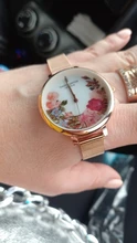 Reloj de pulsera de acero inoxidable con flores para mujer, pulsera femenina de lujo