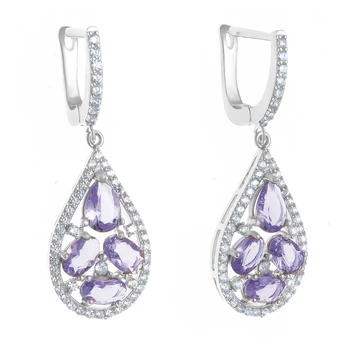 

Silver earrings with amethyst and cubic zirconia
