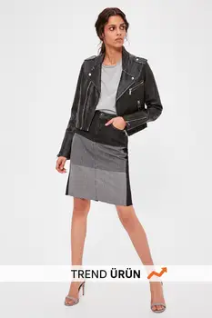 

Trendyol Anthracite With Color Block Denim Skirt TWOAW20ET0070