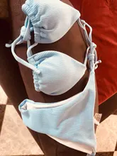 GNIM-Bikini brasileño de dos piezas para mujer, de dos piezas con espalda descubierta traje de baño, estilo triangular, ropa de playa, 2020